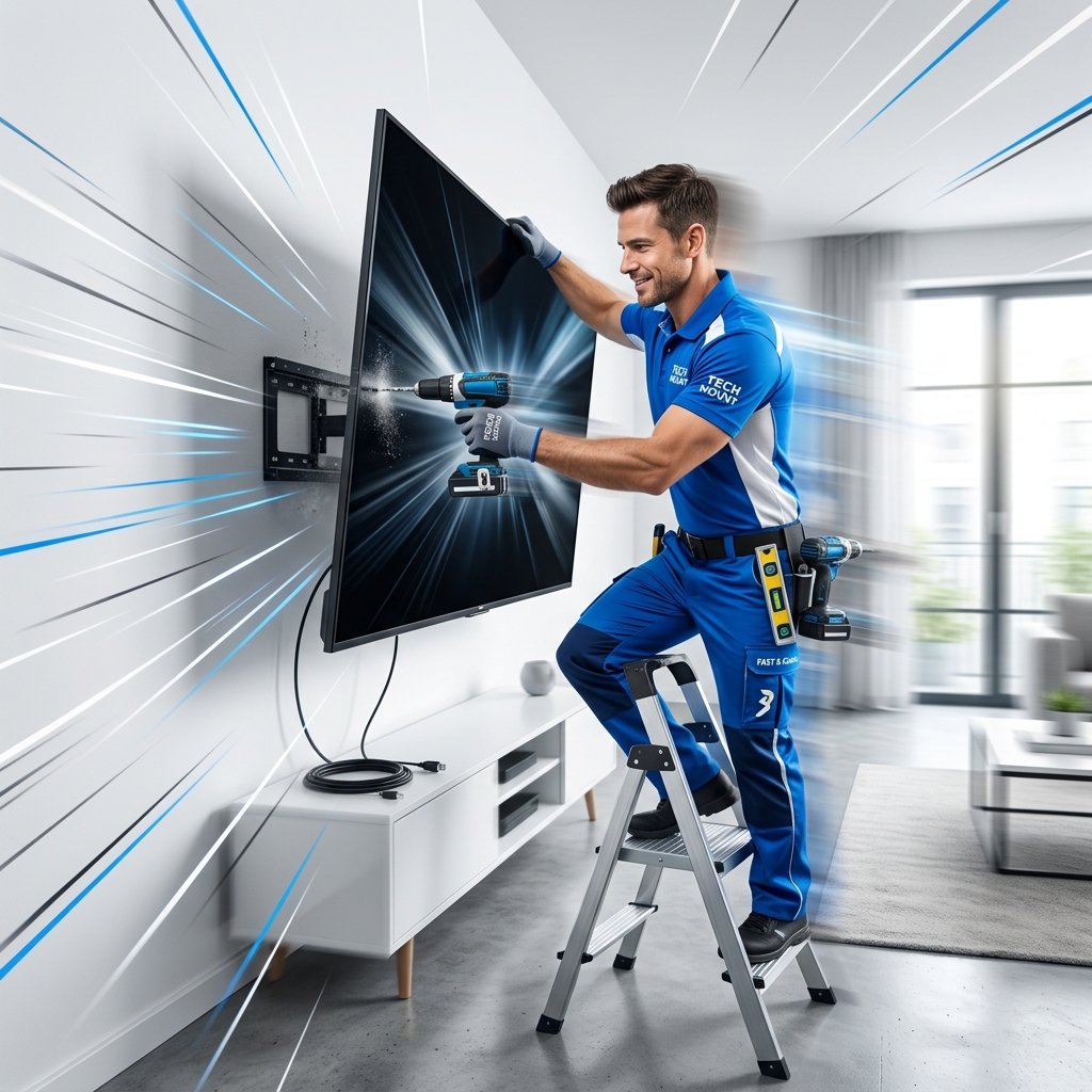 Swift professional TV mounting service in action
